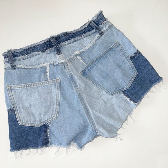 Wild Fable Patchwork Jean Shorts Womens Size 0 Cowgirl CountryLight Medium Wash - Picture 3 of 8